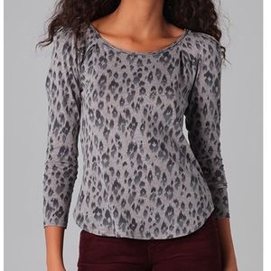 Rebecca Taylor Leopard Print Long Sleeve Tee